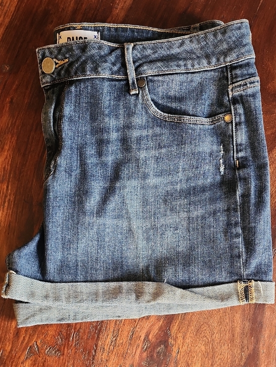 PAIGE Pants - PAIGE Medium Blue Denim Rolled Hem Women's Shorts